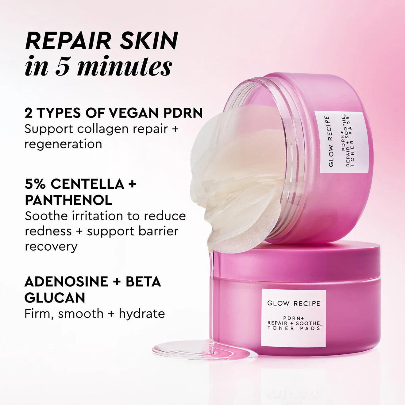 PDRN+ Repair + Soothe Korean Toner Pads for Skin Barrier Repair