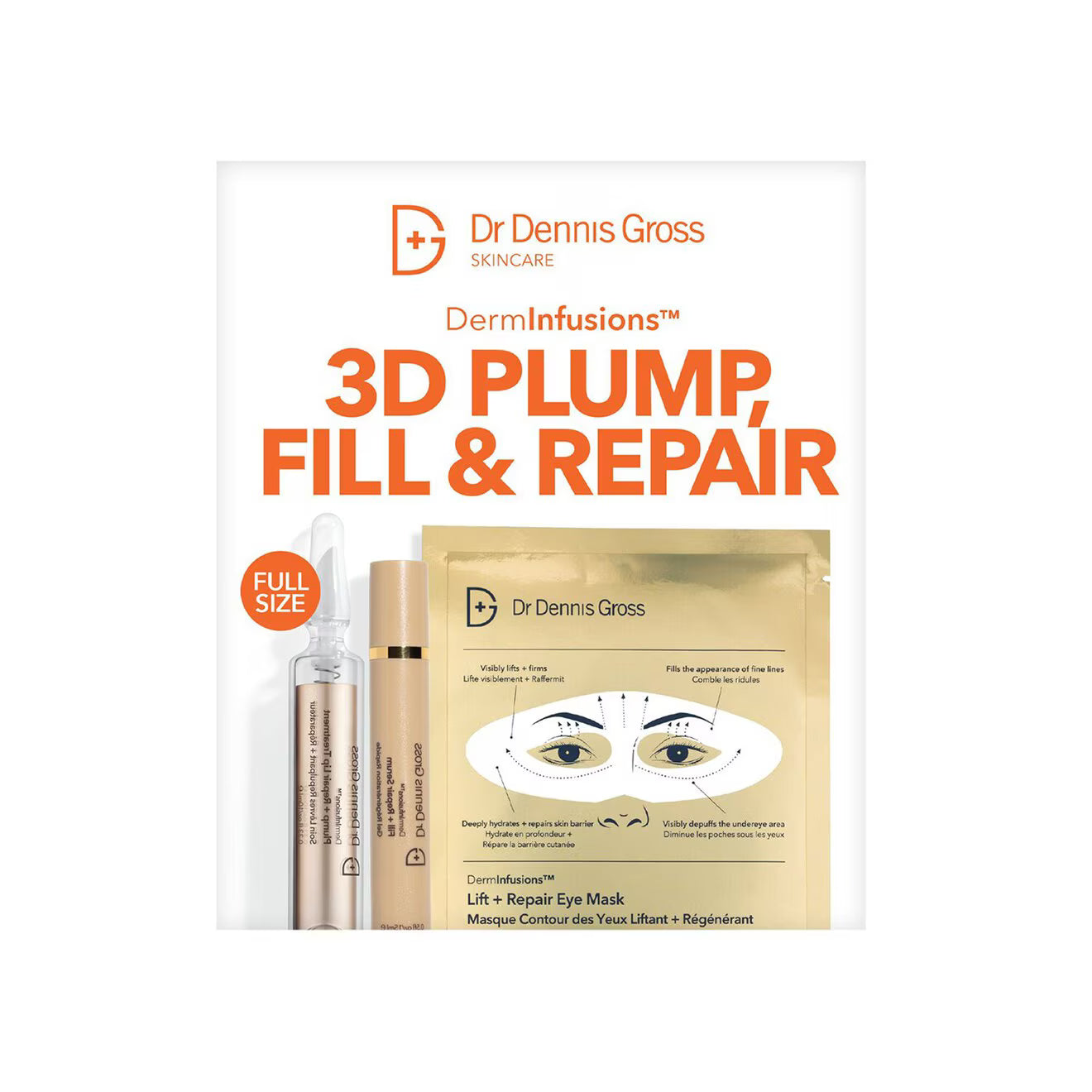 Derminfusions 3D Plump, Fill & Repair Kit (Lip Treatment, Serum & Eye Mask)