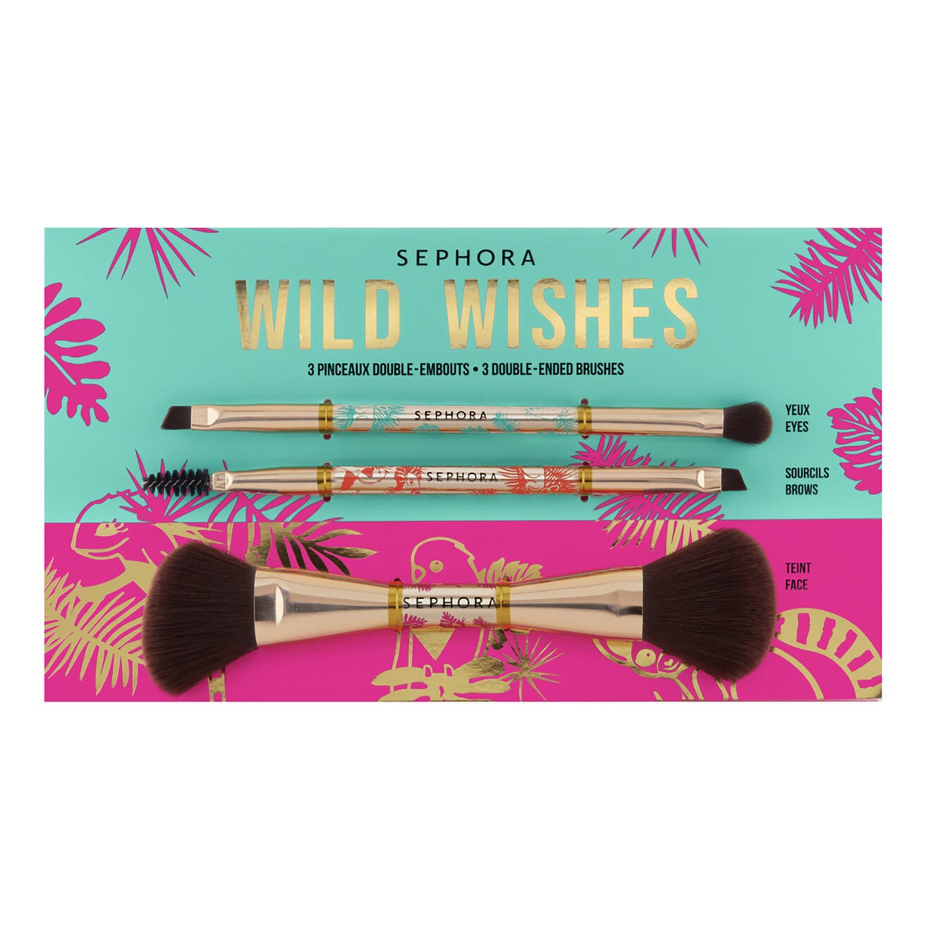 3 WILD WISHES DUAL-ENDED BRUSHES - COMPLEXION, EYES AND EYEBROWS