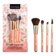 Set of travel brushes Vegan - face, eye and eyebrow brushes