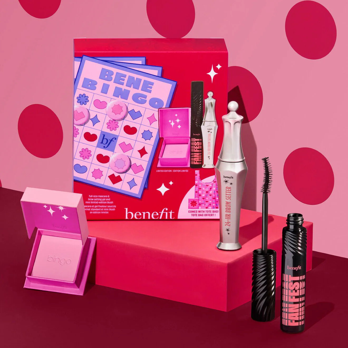 Benebingo Full-Size Mascara & Brow Setting Gel and Mini Limited-Edition Blush